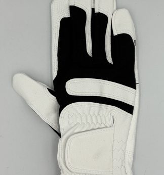 white glove with black detailing on white background