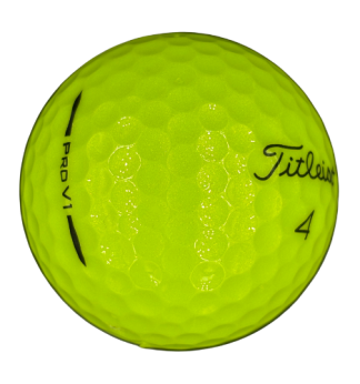 titleist pro v1 2025 yellow golf ball on white background