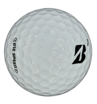 white e12 speed golf ball on white background