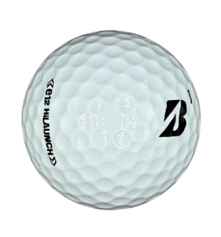 e12 hilaunch white golf ball on white background