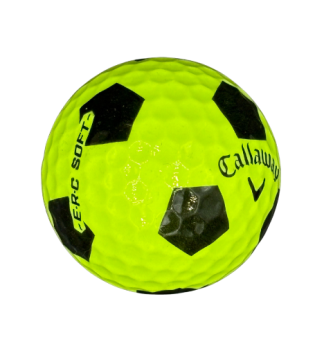 callaway erc soft yellow golf ball on white background
