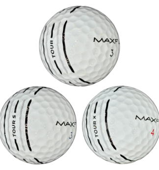 maxfli tour mix align golf balls on white background