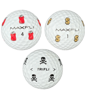 maxfli trifli all over mix golf balls on white background