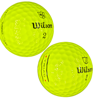 yellow wilson triad golf balls on white background