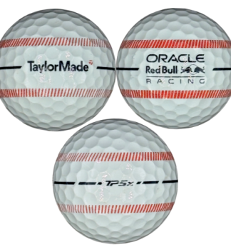 white taylormade redbull oracle golf ball with stripe