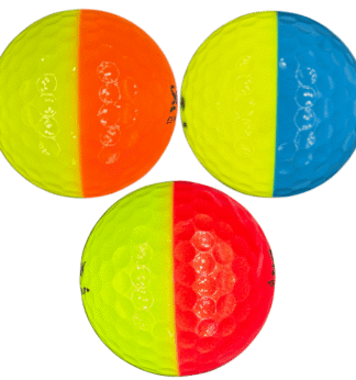 Srixon Q-Star Tour Divide Yellow and red golf ball and yellow and orange on white background